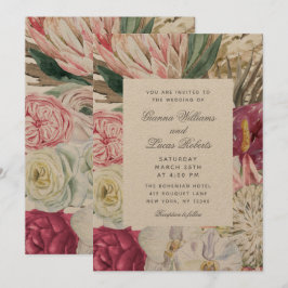 Elegante Watercolor Boho Floral Country Wedding Einladung