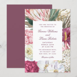 Elegante Watercolor Boho Floral Country Wedding Einladung