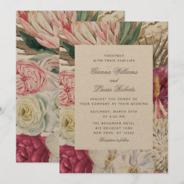 Elegante Watercolor Boho Floral Country Wedding Einladung