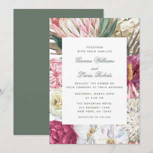 Elegante Watercolor Boho Floral Country Wedding Einladung