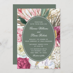 Elegante Watercolor Boho Floral Country Wedding Einladung