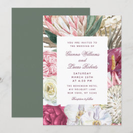 Elegante Watercolor Boho Floral Country Wedding Einladung