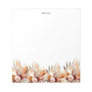 Elegante Watercolor Boho Floral Personalisiert Notizblock