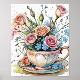Elegante Watercolor Boho Frische Pasta machen Poster