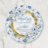 Elegante Watercolor Boho Pastel Blue Gold Wedding Geschenkanhänger (Rückseite)