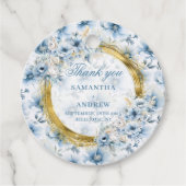 Elegante Watercolor Boho Pastel Blue Gold Wedding Geschenkanhänger (Vorderseite)