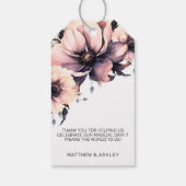 Elegante Watercolor Boho Pink Floral Wedding Geschenkanhänger (Rückseite)