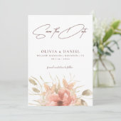 Elegante Watercolor Boho Rose Wedding Save the Dat Date (Stehend Vorderseite)