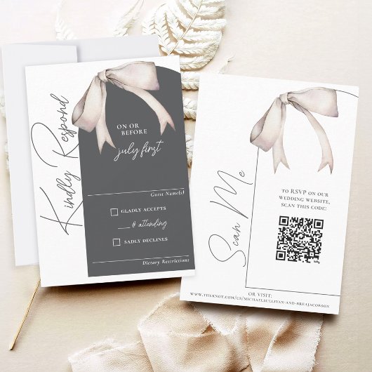 Elegante Watercolor Bow Modern Arch Wedding RSVP