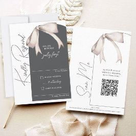 Elegante Watercolor Bow Modern Arch Wedding RSVP Karte