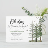 Elegante Watercolor Boy Adventure Begin Baby Show Einladung (Stehend Vorderseite)