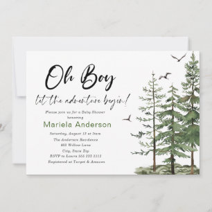 Elegante Watercolor Boy Adventure Begin Baby Show Einladung