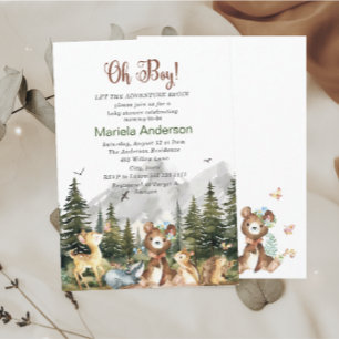 Elegante Watercolor Boy Adventure Begin Baby Show Einladung