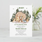 Elegante Watercolor Boy Adventure Begin Baby Show Einladung (Stehend Vorderseite)