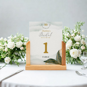Elegante Watercolor Brautparty Tischnummer Card