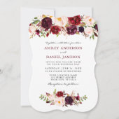 Elegante Watercolor Burgundy Pink Floral Wedding Einladung (Vorderseite)