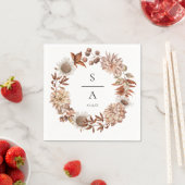 Elegante Watercolor Burnt Orange Blumenhochzeit Serviette (Beispiel)