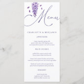 Elegante Watercolor Calligraphy Wisteria Wedding Menükarte (Vorderseite)