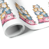Elegante Watercolor Cats Geschenkwrap Geschenkpapier (Rolleneckpunkt)
