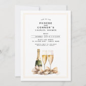 Elegante Watercolor Champagne Bow Couples Dusche Einladung (Vorderseite)