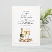 Elegante Watercolor Champagne Bow Couples Dusche Einladung (Stehend Vorderseite)