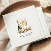 Elegante Watercolor Champagne Bow Wedding Serviette