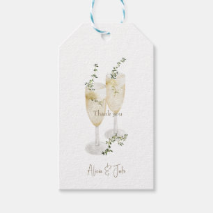 Elegante Watercolor Champagne Brillen Wedding Geschenkanhänger