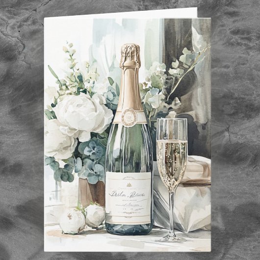 Elegante Watercolor Champagne Happy Jubiläum Karte