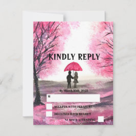 Elegante Watercolor Cherry Blossom Sakura Wedding RSVP Karte