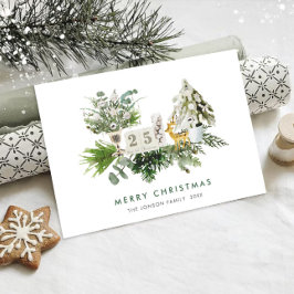 Elegante Watercolor Christmas Boho Zusammensetzung Feiertagskarte