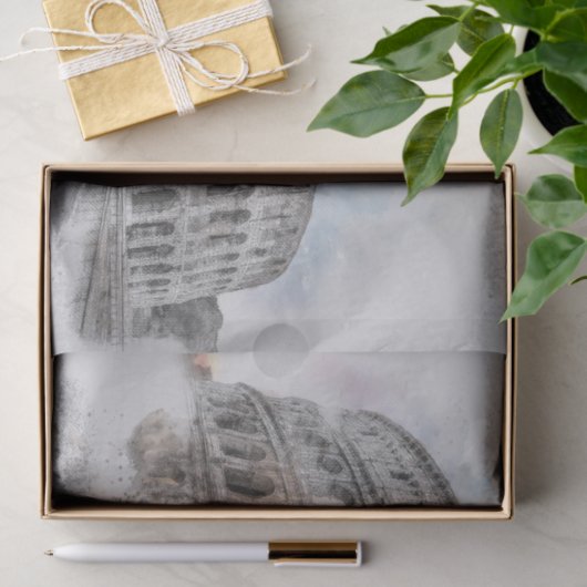 Elegante Watercolor Colosseum Rome Artistic Italie Seidenpapier (Geschenk)
