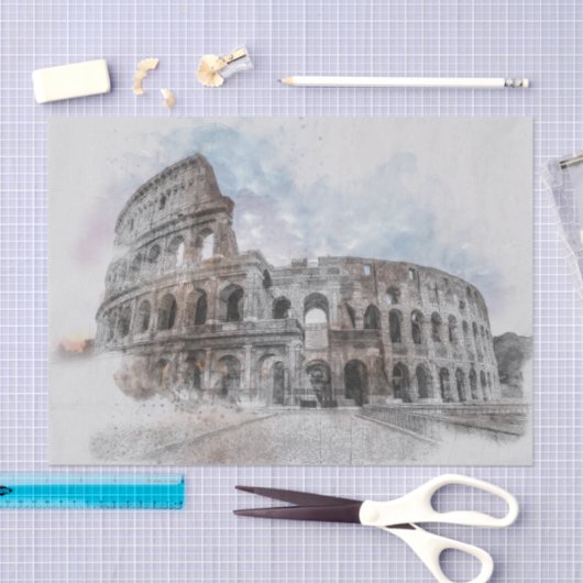 Elegante Watercolor Colosseum Rome Artistic Italie Seidenpapier (Handwerk)
