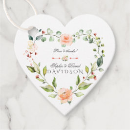 Elegante Watercolor Coral Blume Wreath Wedding Geschenkanhänger