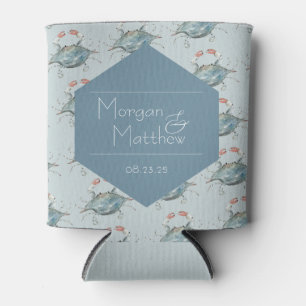 Elegante Watercolor Crab Gastgeschenk Hochzeit Dosenkühler
