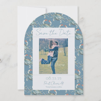 Elegante Watercolor Crab Wedding Save the Date Einladung