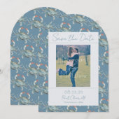 Elegante Watercolor Crab Wedding Save the Date Einladung (Vorne/Hinten)