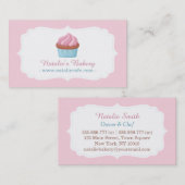 Elegante Watercolor Cupcake Patisserie Pink Visitenkarte (Vorne/Hinten)