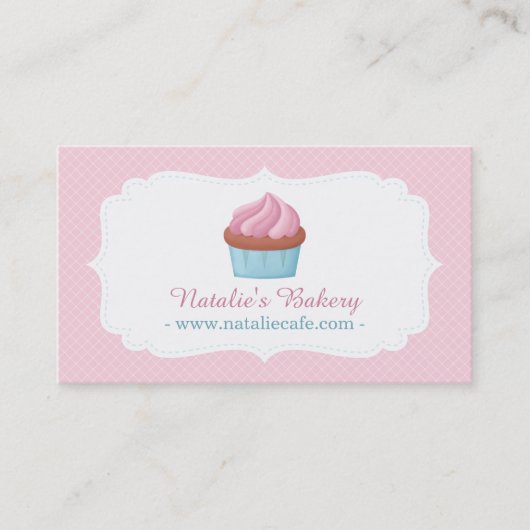 Elegante Watercolor Cupcake Patisserie Pink Visitenkarte (Vorderseite)
