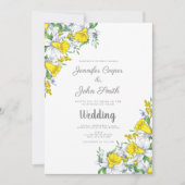 Elegante Watercolor Daffodil Blumenhochzeit Einladung (Vorderseite)