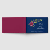 Elegante Watercolor Dunkelblauer Hochzeit Gästebuch (Voll)