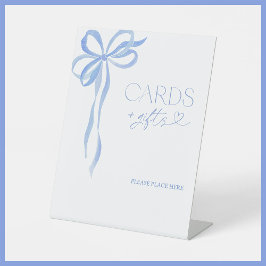 Elegante Watercolor Dusty Blue Bow Cards und Gesch Sockelschild