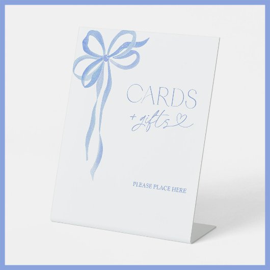 Elegante Watercolor Dusty Blue Bow Cards und Gesch Sockelschild
