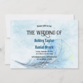 Elegante Watercolor Dusty Blue Classy Navy Hochzei Einladung (Vorderseite)