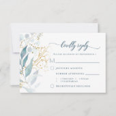 Elegante Watercolor Dusty Blue Floral RSVP Karte (Vorderseite)