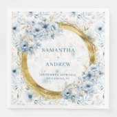 Elegante Watercolor Dusty Blue Gold Wedding Napkin Serviette (Vorderseite)