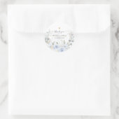 Elegante Watercolor Dusty Blue Rose Vielen Dank Runder Aufkleber (Tasche)