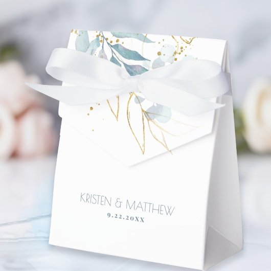 Elegante Watercolor Dusty Blue Wedding Geschenkschachtel