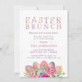 Elegante Watercolor Eggs Floral Ostern BRUNCH Einladung (Vorderseite)