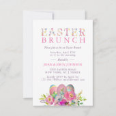 Elegante Watercolor Eggs Floral Ostern BRUNCH Einladung (Vorderseite)