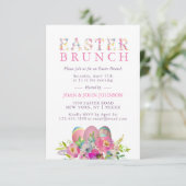 Elegante Watercolor Eggs Floral Ostern BRUNCH Einladung (Stehend Vorderseite)